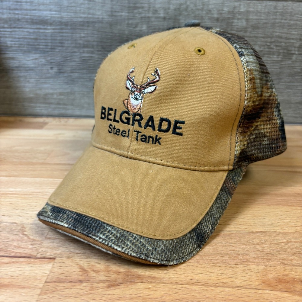 Belgrade Hat Cap Strap Back Brown Camo Deer Steel Tank One Size‎ Adjustable